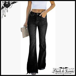 High Waisted Flare Jeans Stretchy Denim Bootcut Wide Leg Pants